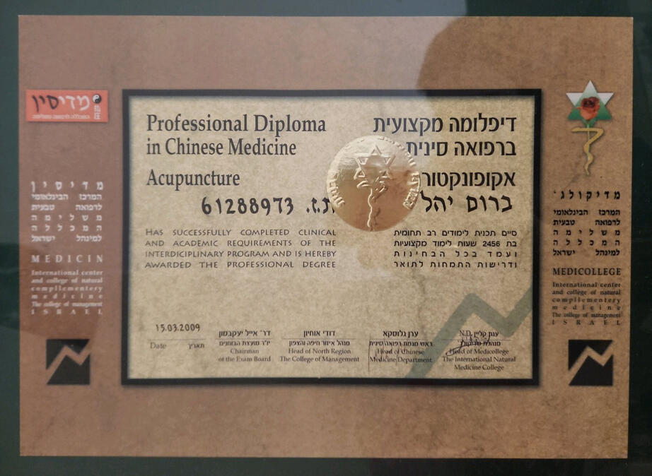 תעודת מטפלת ברפואה סינית | אקופנקטורה
